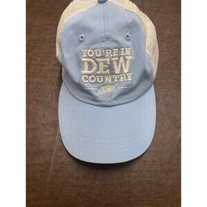 Vintage Mountain Dew‎ "You're in Dew Country" Trucker Hat Blue White Mesh